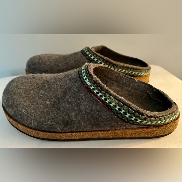 LL BEAN By STEGMANN Woolfelt Bavarian Clogs Grey Slides Flats Shoes - Picture 3 of 4